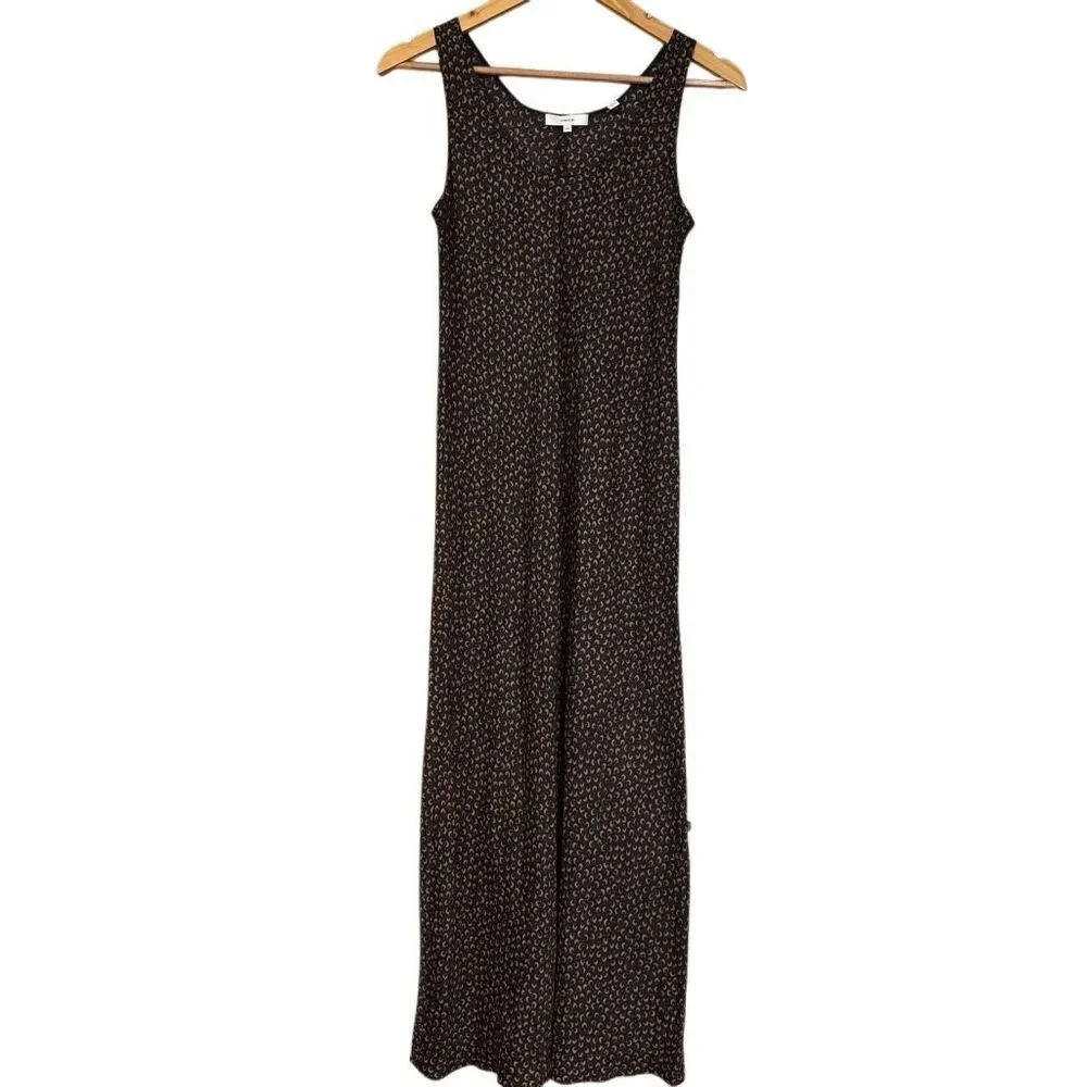 Vince scoop neck maxi slip dress silk black tan size XS